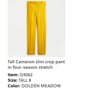 J. Crew Tall Cameron slim crop pant